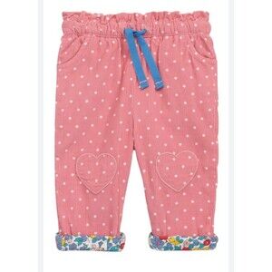 Baby Boden Pink Polka Dot Corduroy Flannel Lined Pants 9-12 Months